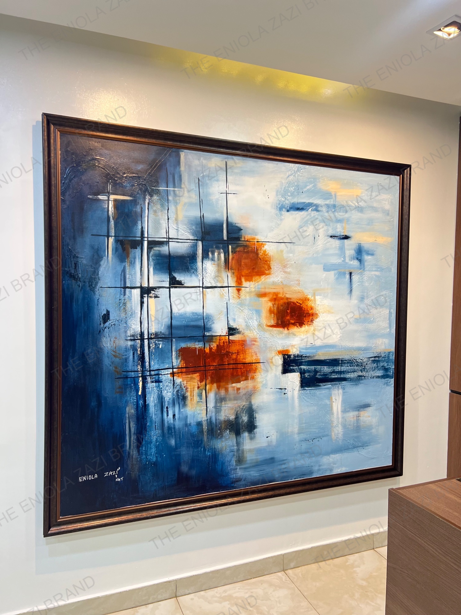 Sunset Blue by Eniola Zazi in an office reception